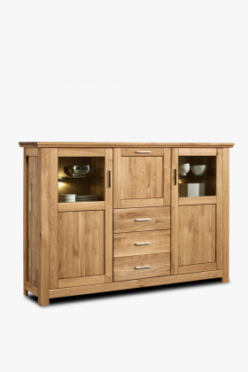 Großer Sekretär aus massivem Eichenholz – stabiler Schreibtisch mit Regalen